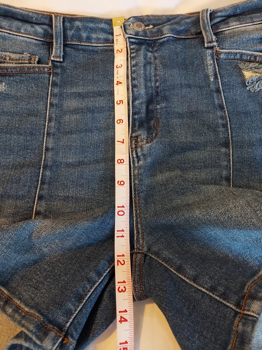 Judy Blue High-Waisted Front Seam Distressed Denim Shorts Size XL